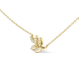 10K Yellow Gold 1/10 Cttw Diamond Leaf and Branch 18" Pendant Necklace (H-I Color, I1-I2 Clarity) by Haus of Brilliance