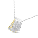 14K White and Yellow Gold 2.0 Cttw Princess Cut Diamond Two Tone Foldover Box Pendant 18” Box Chain Necklace (H-I Color, SI1-SI2 Clarity) by Haus of Brilliance