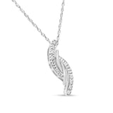 .925 Sterling Silver Diamond Accent Bypass Curve 18" Pendant Necklace (I-J Color, I3 Clarity) by Haus of Brilliance