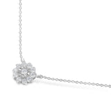 .925 Sterling Silver 1/2 Cttw Diamond Miracle Set Flower Cluster Pendant Necklace with Cable Chain (I-J Color, I1-I2 Clarity) - 18” by Haus of Brilliance