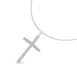 .925 Sterling Silver 1/4 Cttw Diamond Miracle Set Cross Unisex Pendant Necklace 18" (I-J Color, I3 Clarity) by Haus of Brilliance