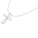 .925 Sterling Silver Diamond Accent Cross Ribbon 18" Pendant Necklace (I-J Color, I2-I3 Clarity) by Haus of Brilliance