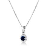 .925 Sterling Silver Treated Color Diamond Solitaire 18" Milgrain Pendant Necklace by Haus of Brilliance