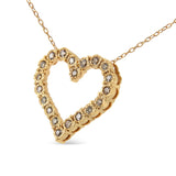 10K Yellow Gold Flashed .925 Sterling Silver 1/2 Cttw Champagne Diamond Miracle Plate Heart Pendant Necklace (K-L Color, I1-I2 Clarity) - 18" by Infinite Jewels