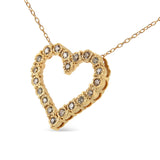 10K Yellow Gold Flashed .925 Sterling Silver 1/2 Cttw Champagne Diamond Miracle Plate Heart Pendant Necklace (K-L Color, I1-I2 Clarity) - 18" by Haus of Brilliance