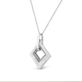 .925 Sterling Silver Pave-Set Diamond Accent Kite Shape 18" Pendant Necklace (I-J Color, I1-I2 Clarity) by Infinite Jewels