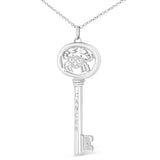 .925 Sterling Silver Diamond Accent Zodiac Key 18" Pendant Necklace (K-L Color, I1-I2 Clarity) by Haus of Brilliance