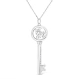 .925 Sterling Silver Diamond Accent Zodiac Key 18" Pendant Necklace (K-L Color, I1-I2 Clarity) by Haus of Brilliance