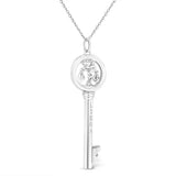 .925 Sterling Silver Diamond Accent Zodiac Key 18" Pendant Necklace (K-L Color, I1-I2 Clarity) by Infinite Jewels