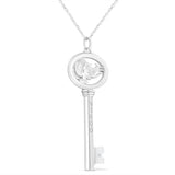 .925 Sterling Silver Diamond Accent Zodiac Key 18" Pendant Necklace (K-L Color, I1-I2 Clarity) by Haus of Brilliance