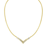 10K Yellow and White Gold 1/2 Cttw Princess Cut Diamond Channel-Set “V” Shape 18" Franco Chain Necklace (H-I Color, SI2-I1 Clarity) by Haus of Brilliance