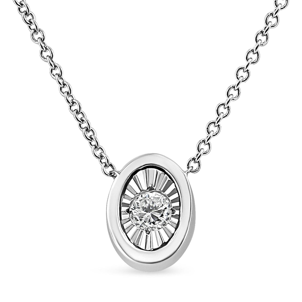 10K White Gold 1/10 Cttw Miracle Set Round-Cut Diamond 18" Pendant Necklace - Choice of Shape by Haus of Brilliance