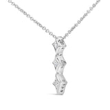 10K Gold 1/5 Cttw Princess Cut Diamond 3 Stone Drop 18" Pendant Necklace (H-I Color, SI2-I1 Clarity) by Haus of Brilliance