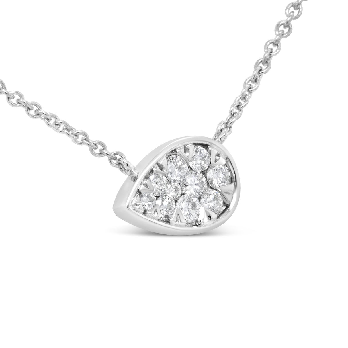 14K White Gold 1/4 Cttw Round Diamond Composite Teardrop Shape 18" Pendant Necklace - (G-H Color, SI2-I1 Clarity) by Infinite Jewels