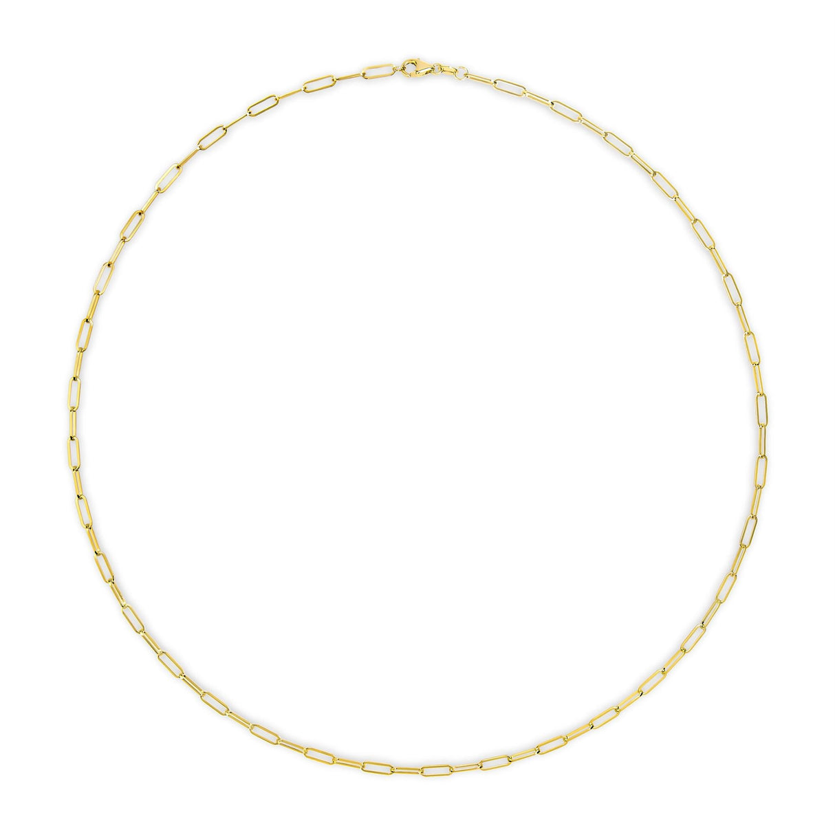 Unisex Solid 14K Gold 2.5mm Paperclip Chain Necklace by Haus of Brilliance