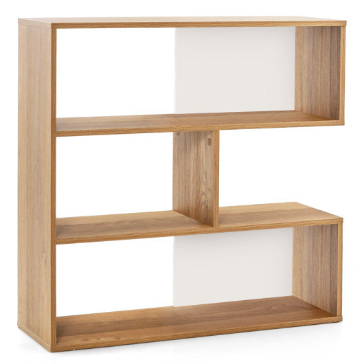 Concave Bookshelf 3-Shelf Open Bookcase with Anti-Toppling Device for Living Room Study Office