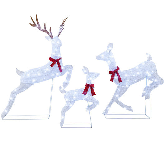 3-Piece Christmas Pre-Lit Lighted Reindeer Family Set