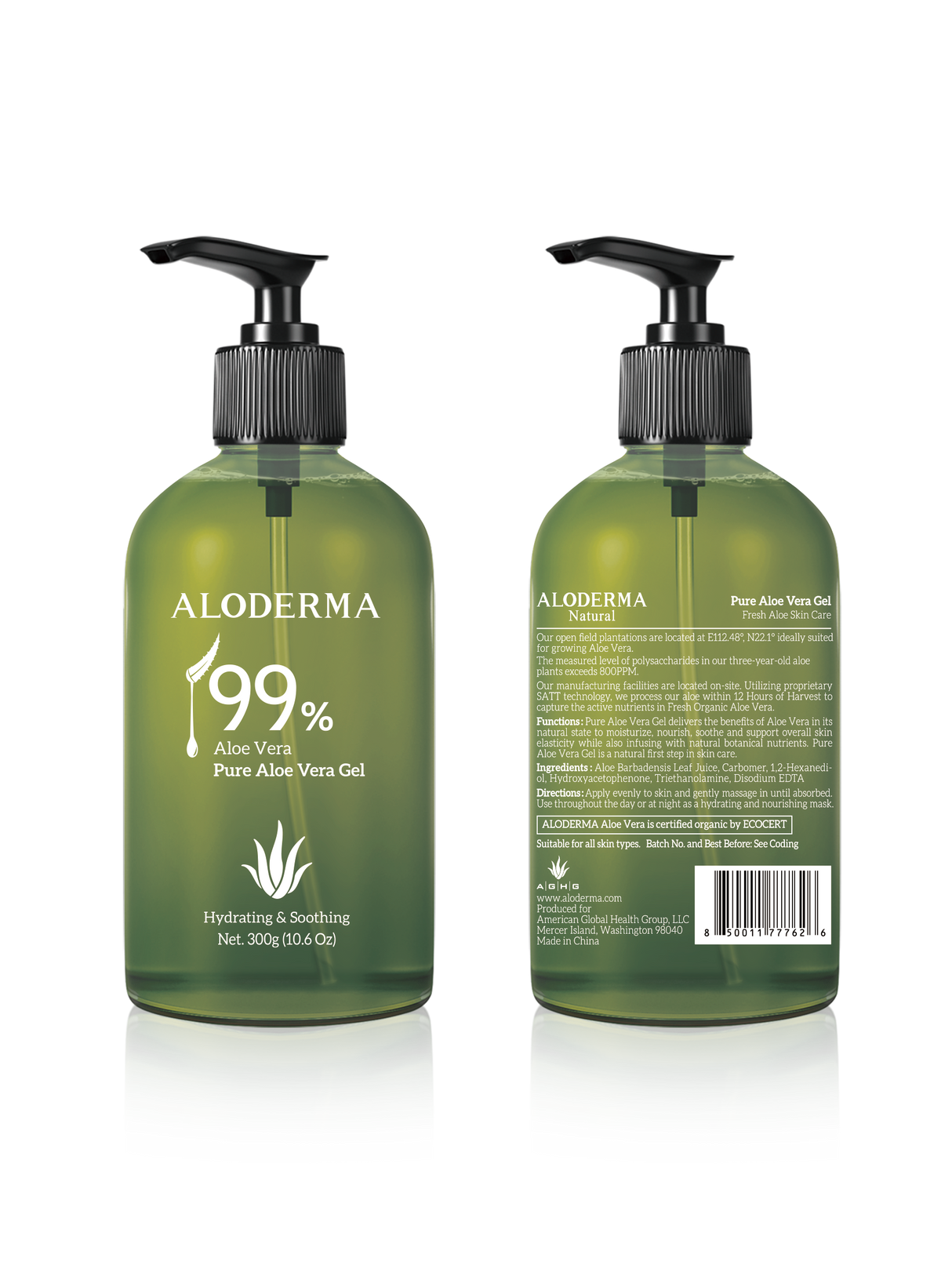 ALODERMA Pure Aloe Vera Gel 300g by AloeCure