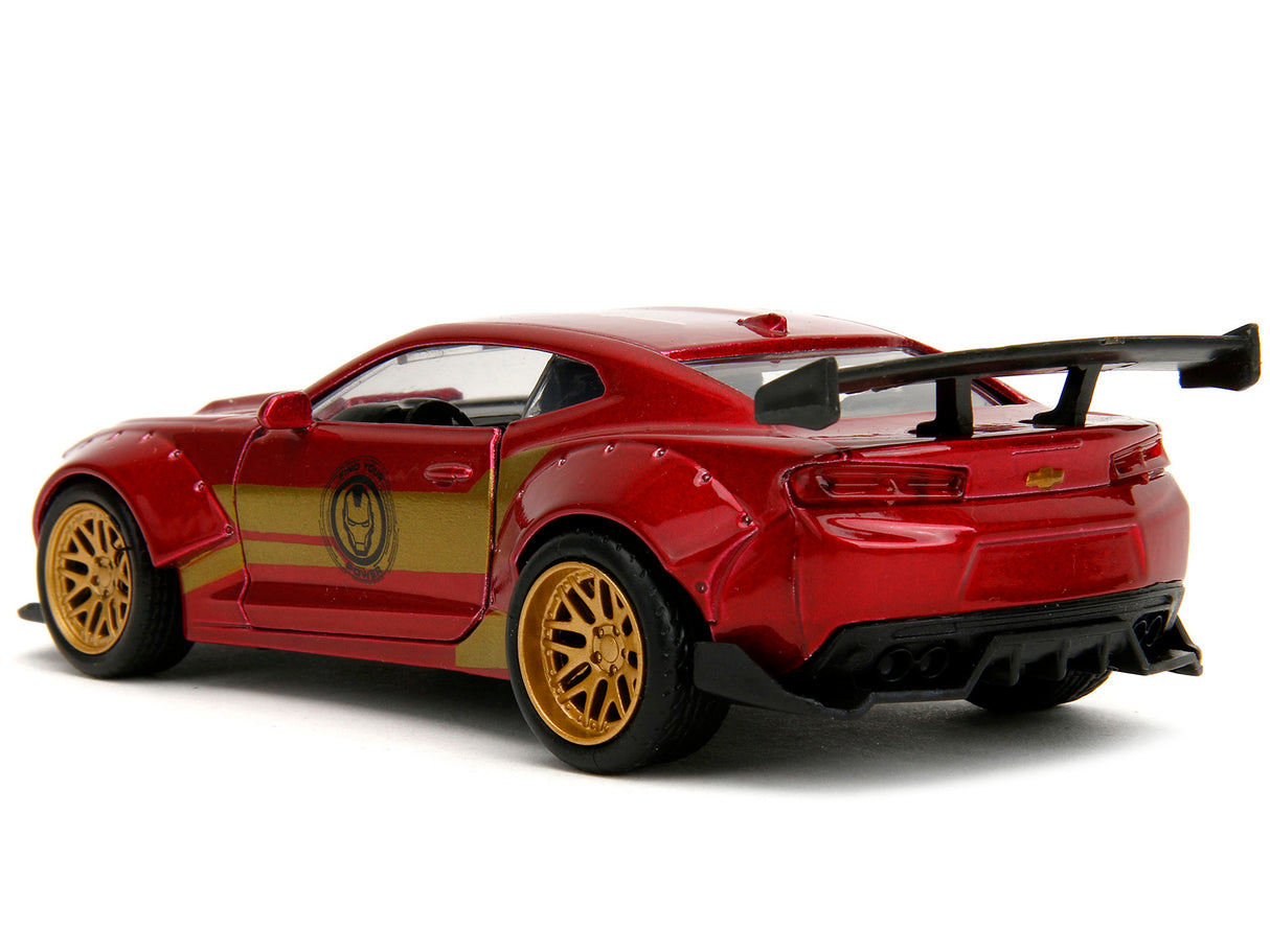 2016 Chevrolet Camaro Red Metallic and Gold and Iron Man Diecast Figure "The Avengers" "Hollywood Rides" Series 1/32 Diecast Model Car by Jada