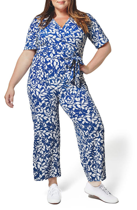 Leota Women's Two Tone Floral Set Sail Kayla Jumpsuit Blue Size 3XL by Steals