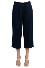 Land N Sea Elastic Mid Waist Tie Waist Wide Leg Linen Pant with Pockets by Curated Brands