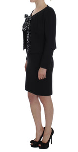 Black Stretch Sheath Dress & Sweater Set by Faz