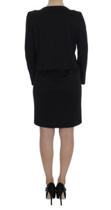 Black Stretch Sheath Dress & Sweater Set by Faz