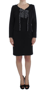 Black Stretch Sheath Dress & Sweater Set by Faz