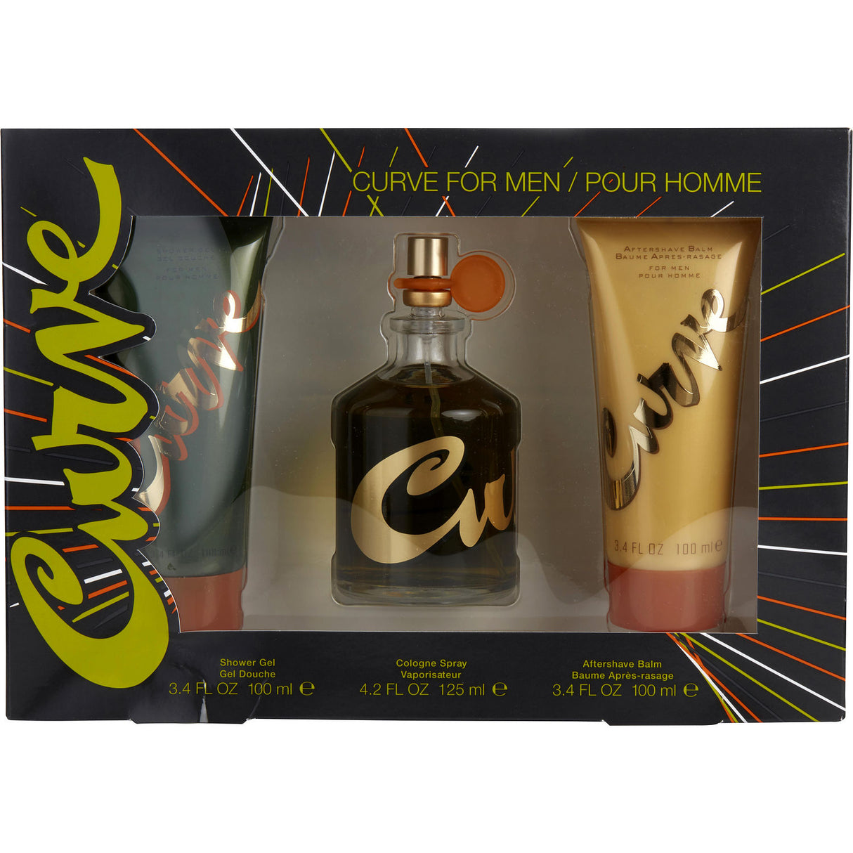 CURVE by Liz Claiborne - COLOGNE SPRAY 4.2 OZ & AFTER SHAVE BALM 3.4 OZ & SHOWER GEL 3.4 OZ - Men