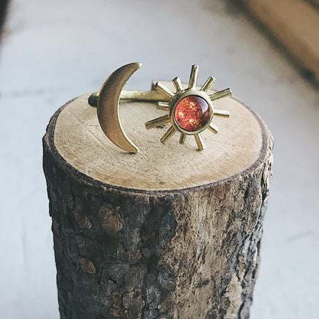 Sun and Moon Sculptural Statement Ring by Yugen Handmade