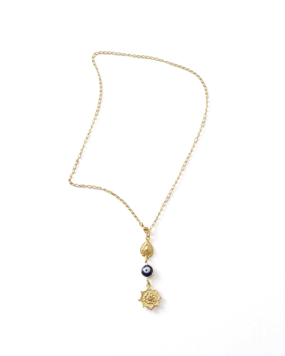 Drishti Evil Eye Charm Drop Necklace by Matr Boomie