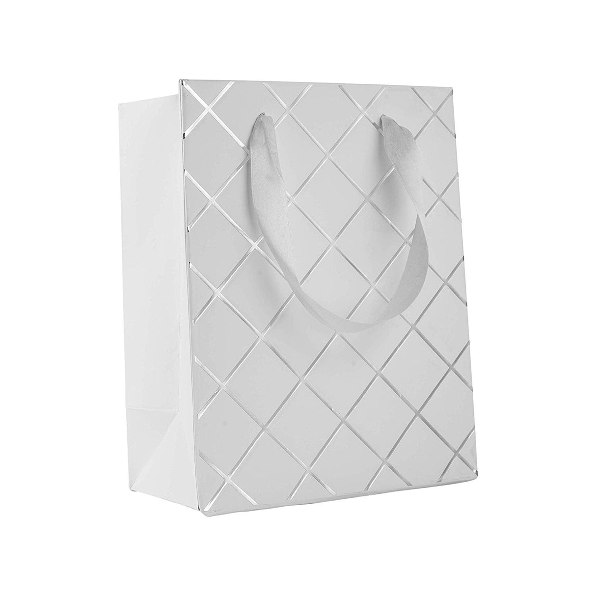 Diamond Gift Bags White 9"X 7"X 4" Set 24 Pack by Hammont