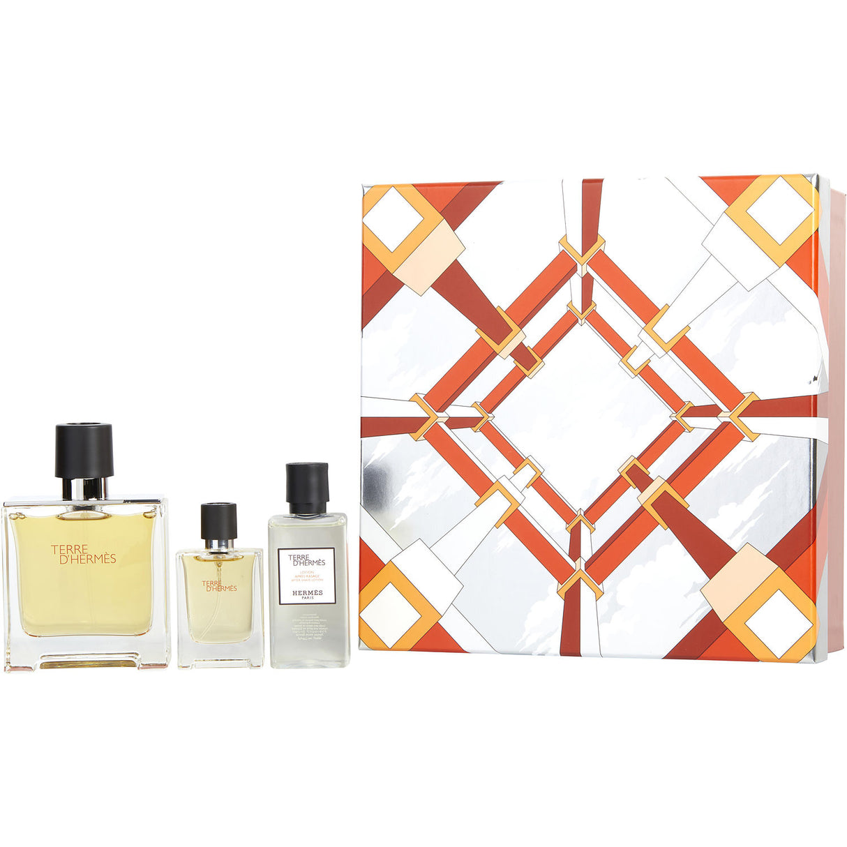 TERRE D'HERMES by Hermes - PARFUM SPRAY 2.5 OZ & AFTERSHAVE LOTION 1.35 OZ & PARFUM SPRAY 0.42 OZ MINI - Men