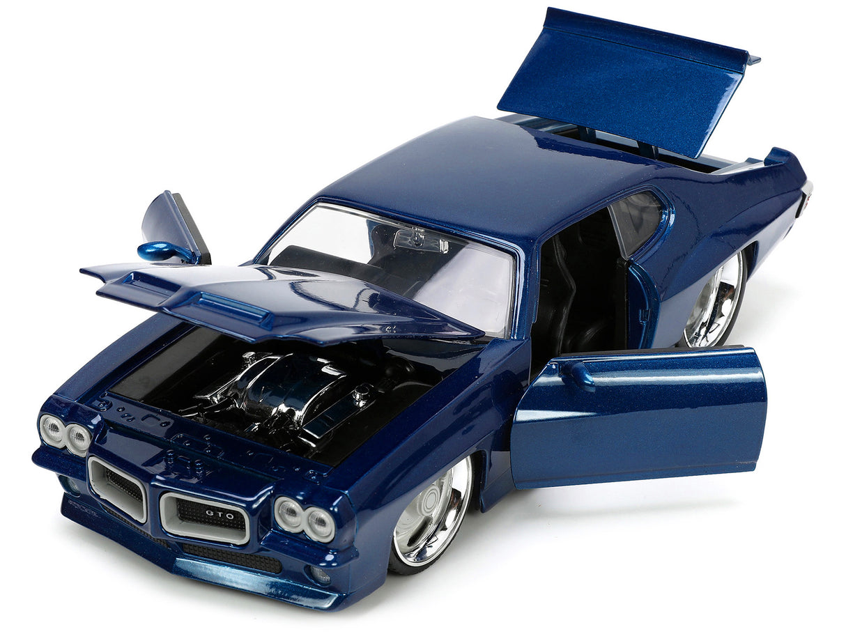 1971 Pontiac GTO Dark Blue Metallic "Bigtime Muscle" Series 1/24 Diecast Model Car by Jada