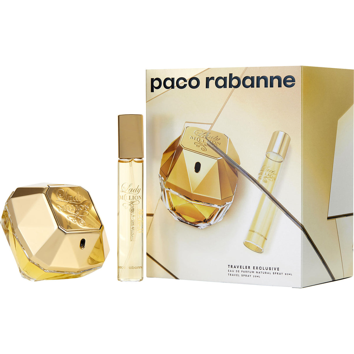 PACO RABANNE LADY MILLION by Paco Rabanne - EAU DE PARFUM SPRAY 2.7 OZ & EAU DE PARFUM SPRAY 0.68 OZ (TRAVEL OFFER) - Women