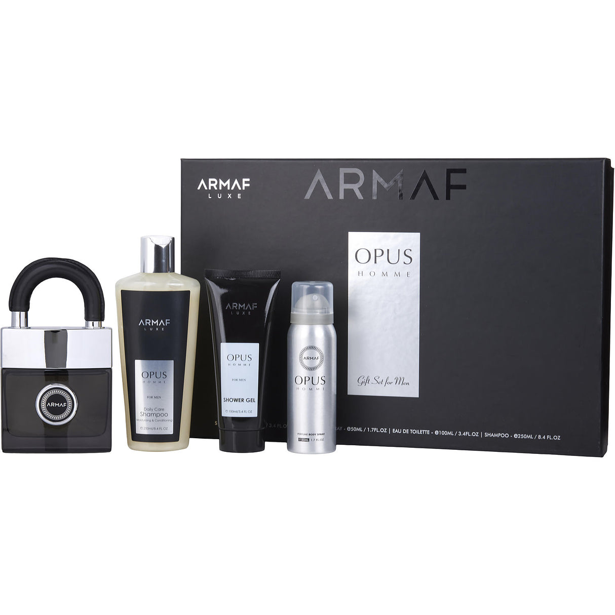 ARMAF OPUS by Armaf - EDT SPRAY 3.4 OZ & SHOWER GEL 3.4 OZ & PERFUME BODY SPRAY 1.7 OZ & SHAMPOO 8.4 OZ - Men