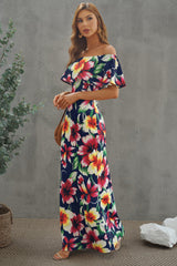 Floral Layered Off-Shoulder Maxi Dress by Faz