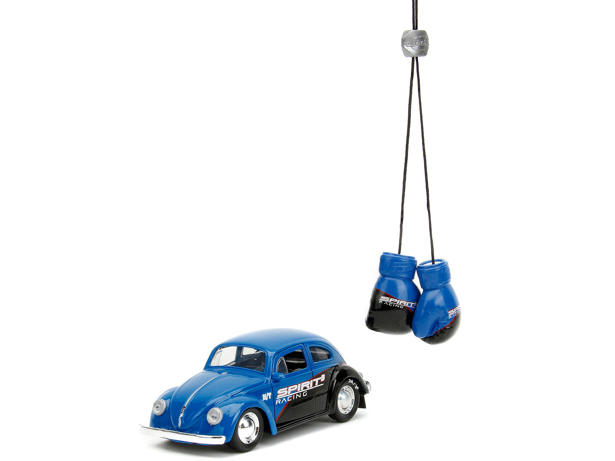 1959 Volkswagen Beetle "Spirit3 Racing" Blue and Black and Boxing Gloves Accessory "Punch Buggy" Series 1/32 Diecast Model Car by Jada