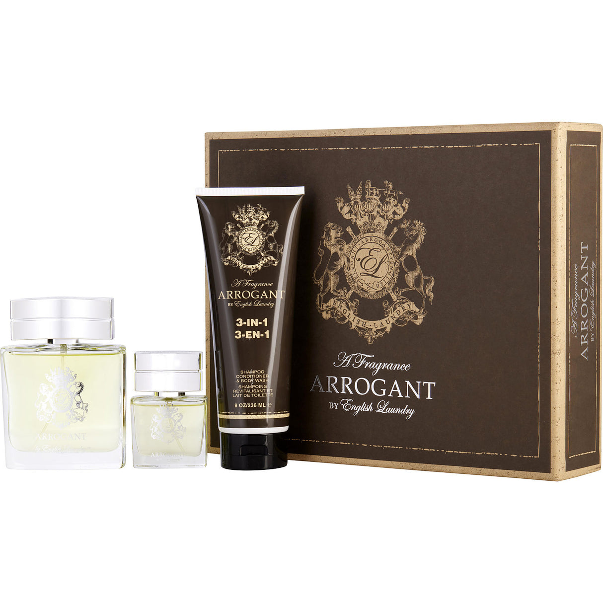 ARROGANT by English Laundry - EDT SPRAY 3.4 OZ & 3-IN-1 BODY WASH 8 OZ & EDT SPRAY 0.68 OZ - Men