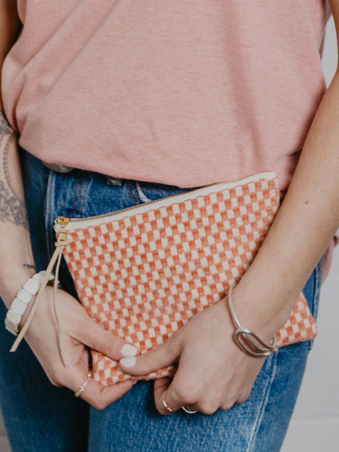 Amelia Pink Checks Purse by Ash & Rose