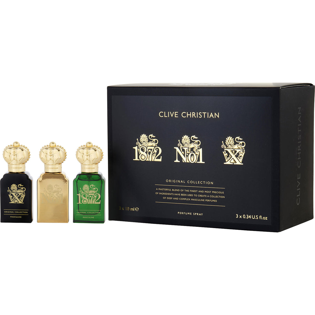 CLIVE CHRISTIAN VARIETY by Clive Christian - ORIGINAL COLLECTION SET-CLIVE CHRISTIAN 1872 & CLIVE CHRISTIAN NO 1 & CLIVE CHRISTIAN X ALL ARE PERFUME SPRAY 0.3 OZ MINI - Men