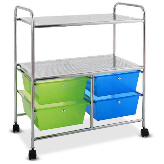 4 Drawers Shelves Rolling Storage Cart Rack-Green