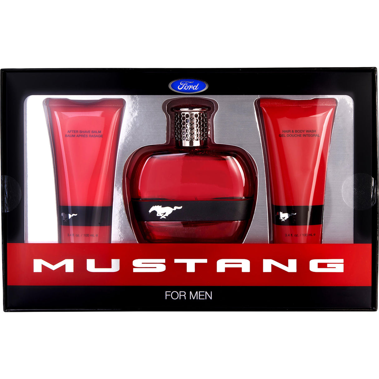 FORD MUSTANG RED by Estee Lauder - EDT SPRAY 3.4 OZ & HAIR AND BODY WASH 3.4 OZ & AFTERSHAVE BALM 3.4 OZ - Men