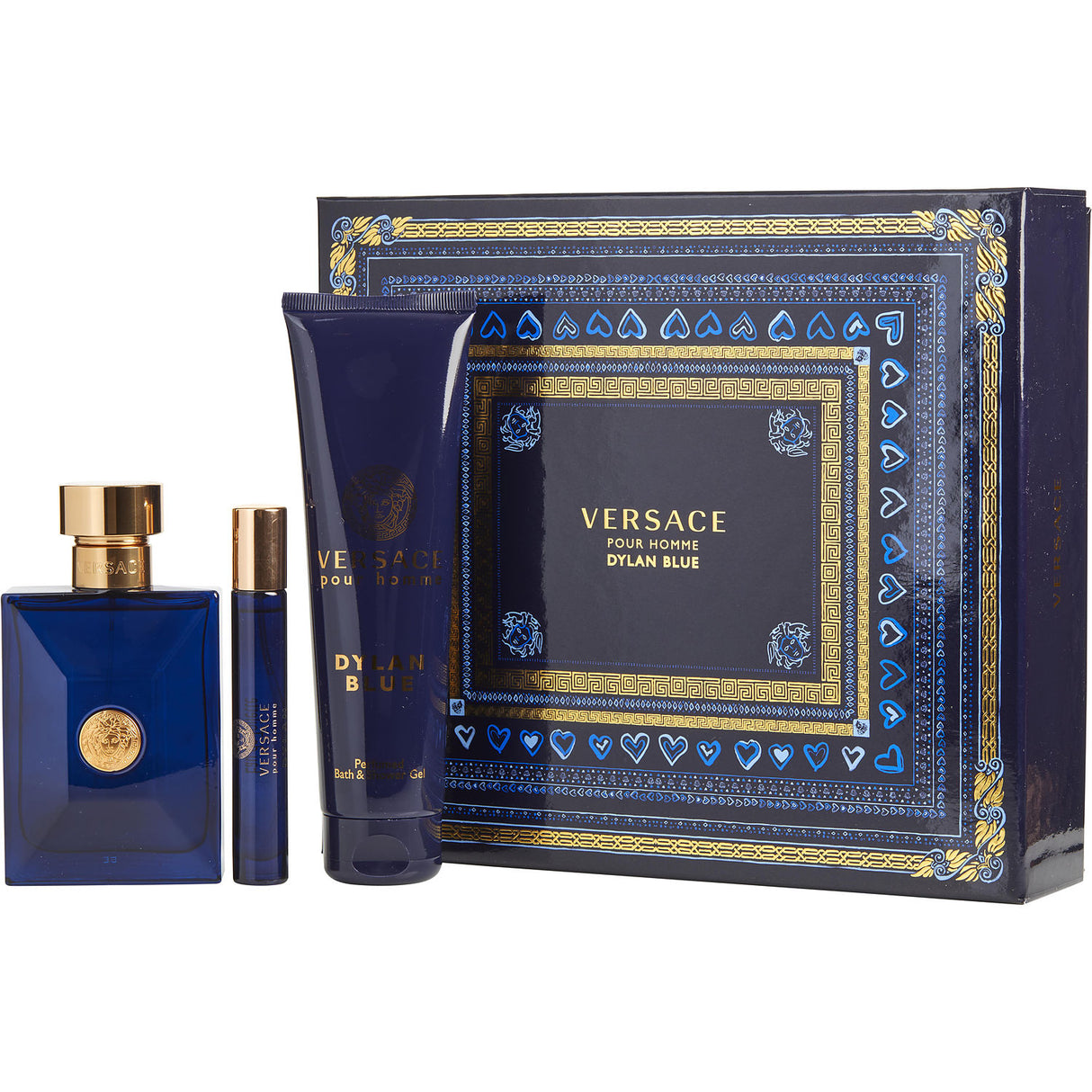 VERSACE DYLAN BLUE by Gianni Versace - EDT SPRAY 3.4 OZ & SHOWER GEL 5 OZ & EDT SPRAY 0.33 OZ MINI - Men