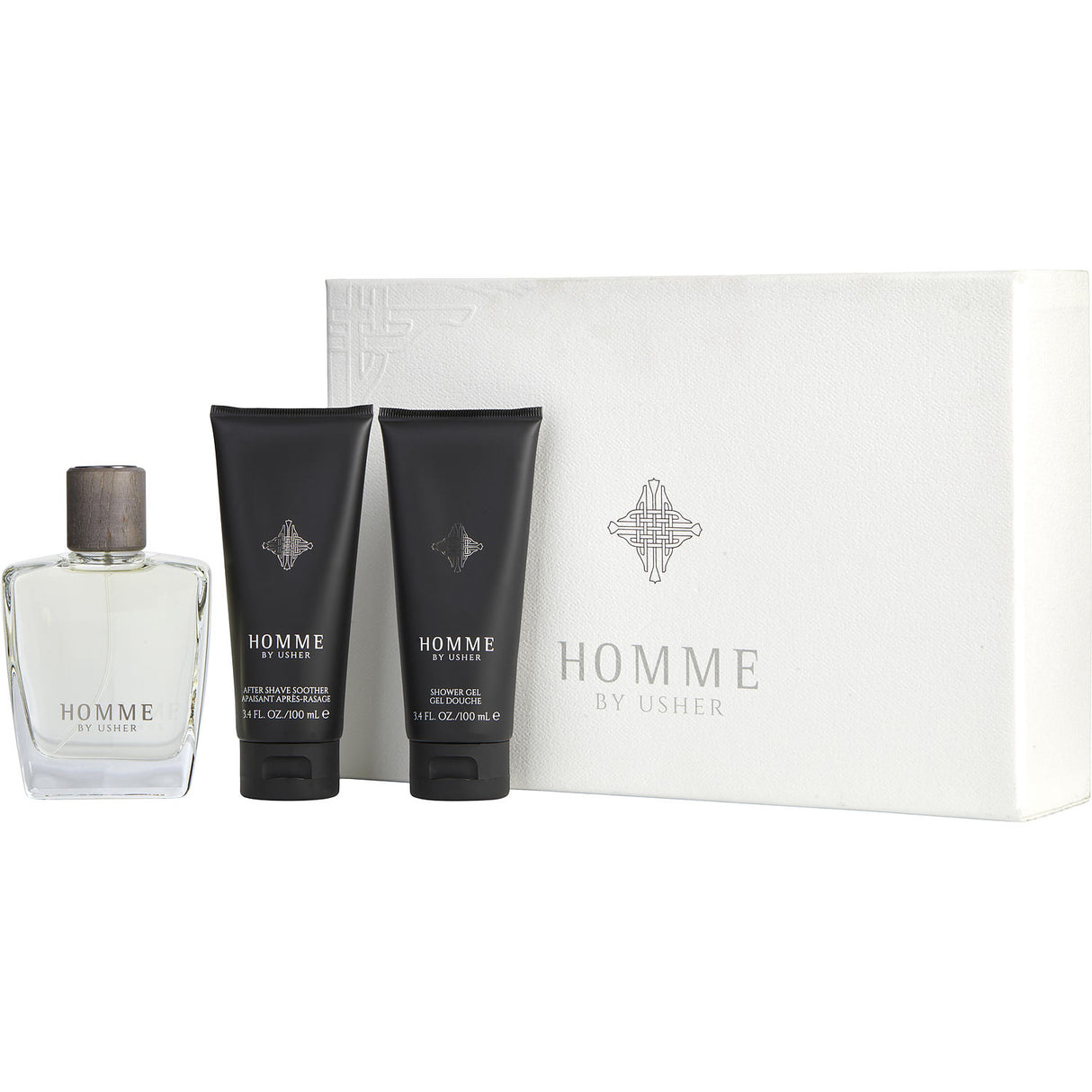 USHER HOMME by Usher - EDT SPRAY 3.4 OZ & AFTERSHAVE SOOTHER 3.4 OZ & SHOWER GEL 3.4 OZ - Men