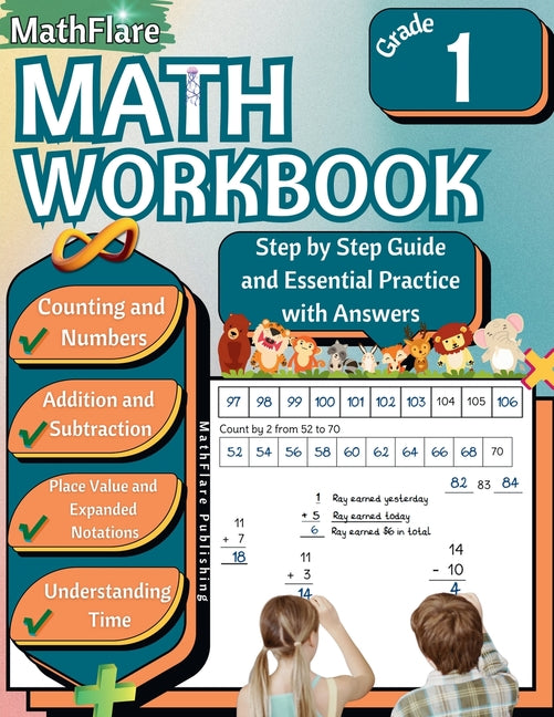 MathFlare - Math Workbook 1st Grade: Math Workbook Grade 1: Counting, Numbers, Addition, Subtraction, Place Value, Expanded Notations, Telling Time, a - Paperback by Books by splitShops