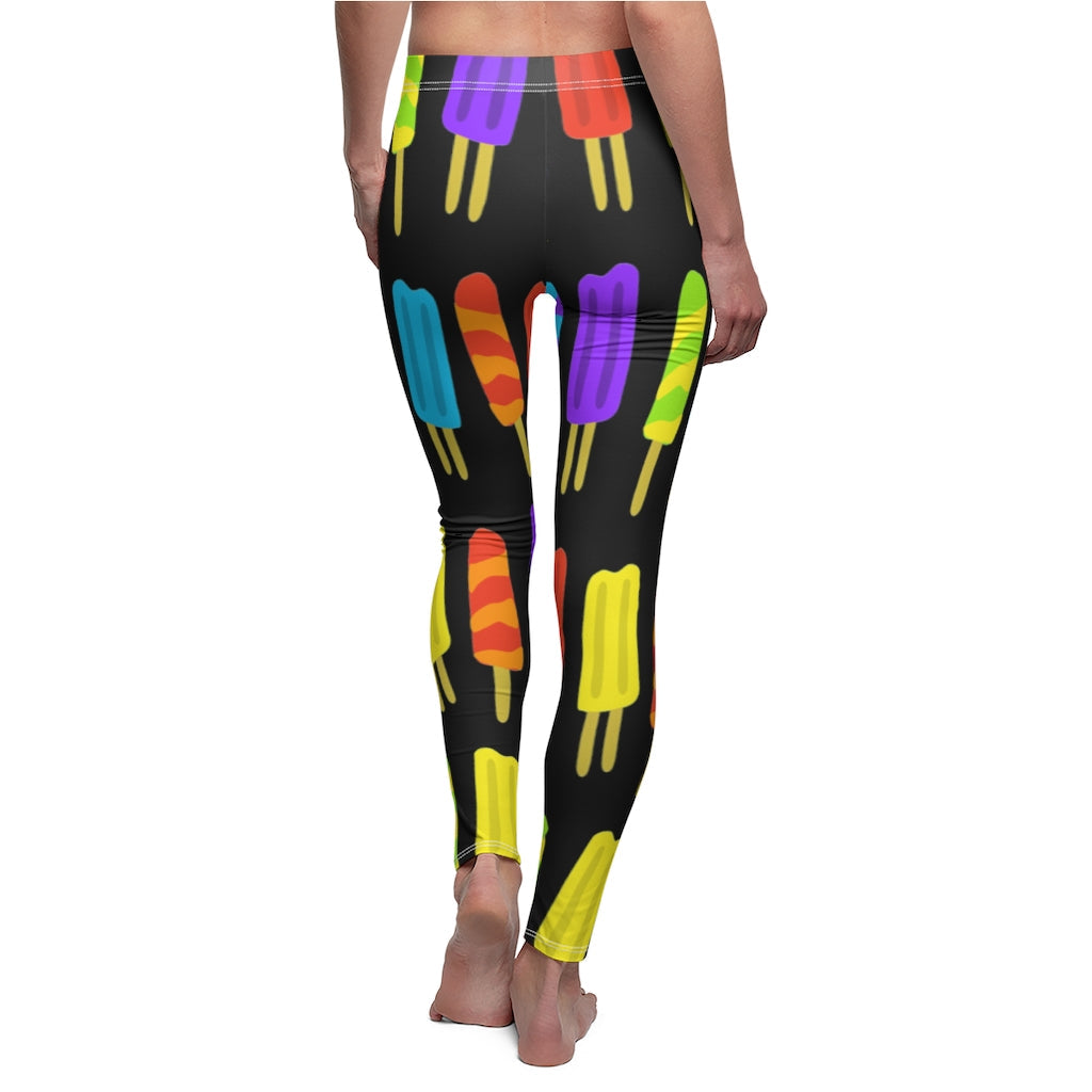 Popsicle Print Casual Leggings - Black by Tshirt Unlimited