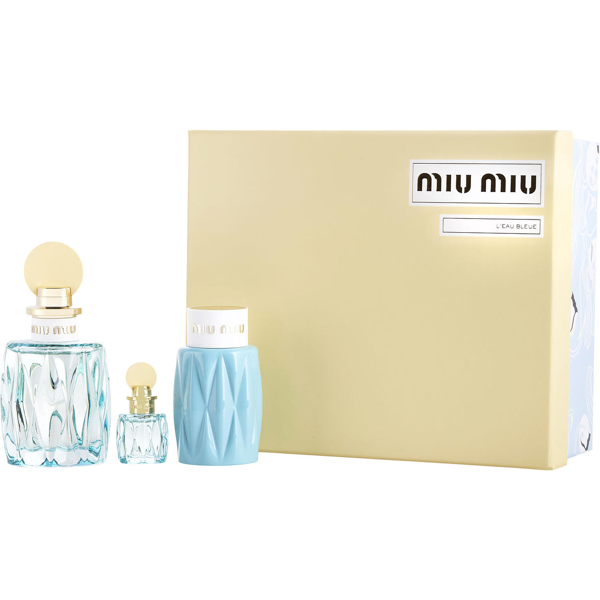 MIU MIU L'EAU BLEUE by Miu Miu - EAU DE PARFUM SPRAY 3.4 OZ & BODY LOTION 3.4 OZ & EAU DE PARFUM 0.25 OZ MINI - Women