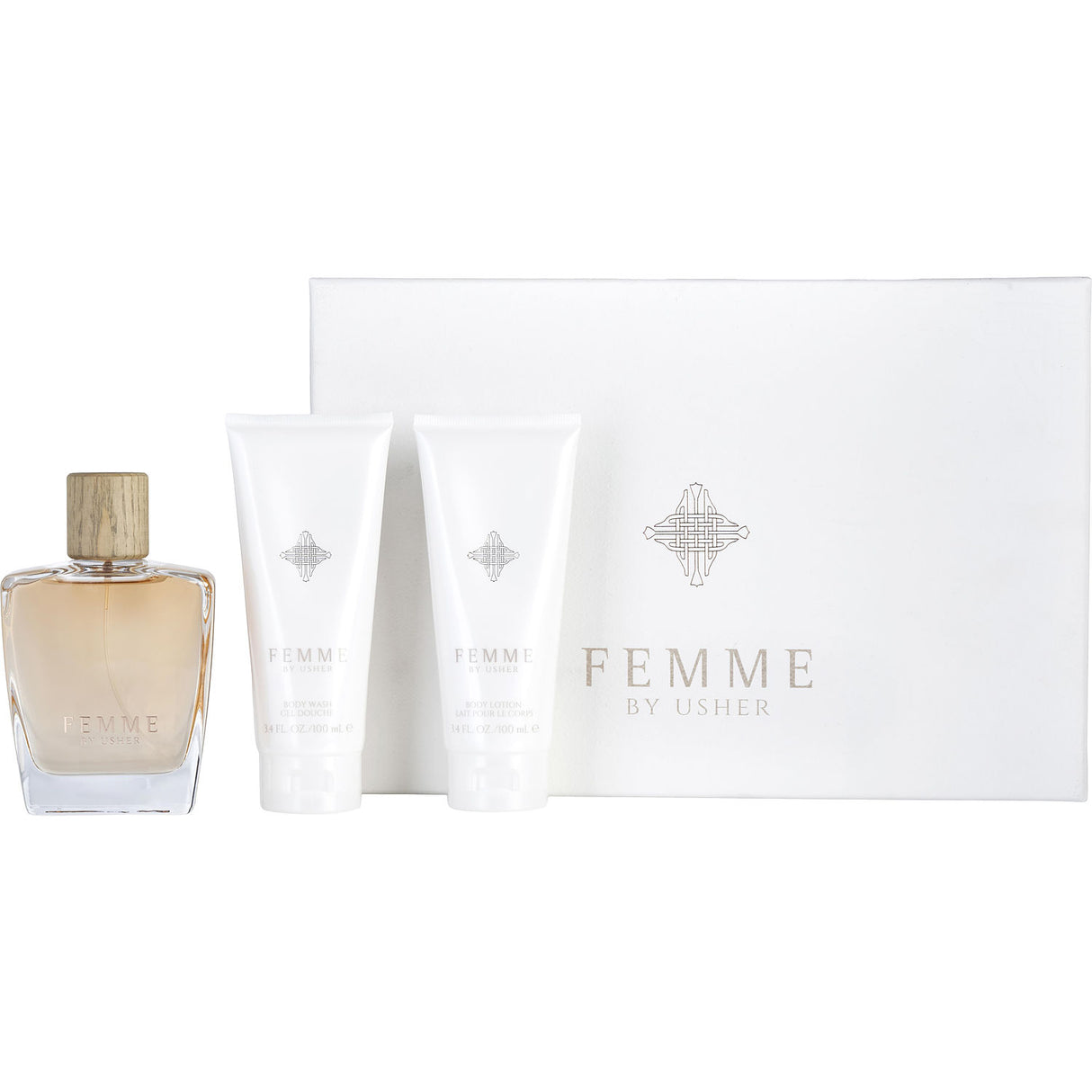 USHER FEMME by Usher - EAU DE PARFUM SPRAY 3.4 OZ & BODY LOTION 3.4 OZ & SHOWER GEL 3.4 OZ - Women