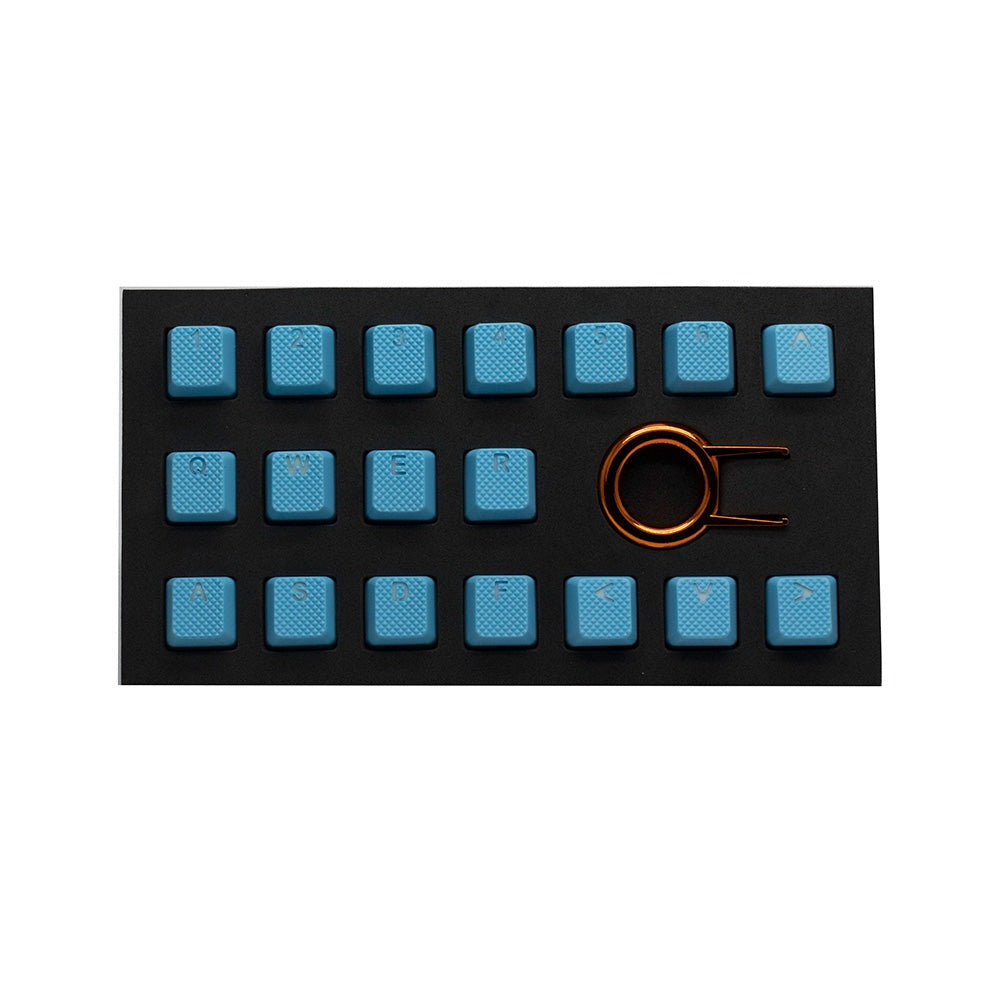 Tai-Hao Rubber Keycap Set 18 Neon Blue by Level Up Desks